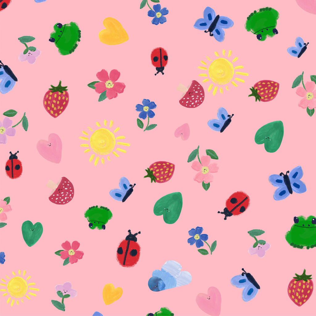 {New Arrival} Lewis & Irene Fabrics Wee Blue Bell Patchwork Collection Little Things - Pink Flowers