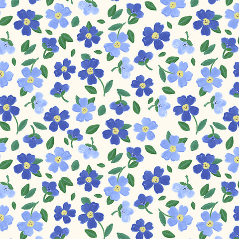 {New Arrival} Lewis & Irene Fabrics Wee Blue Bell Patchwork Collection Maia - Cornflower