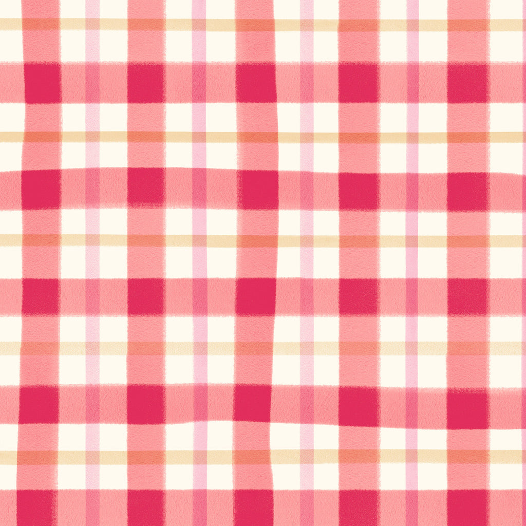 {New Arrival} Lewis & Irene Fabrics Wee Blue Bell Patchwork Collection Check - Strawberry Jam