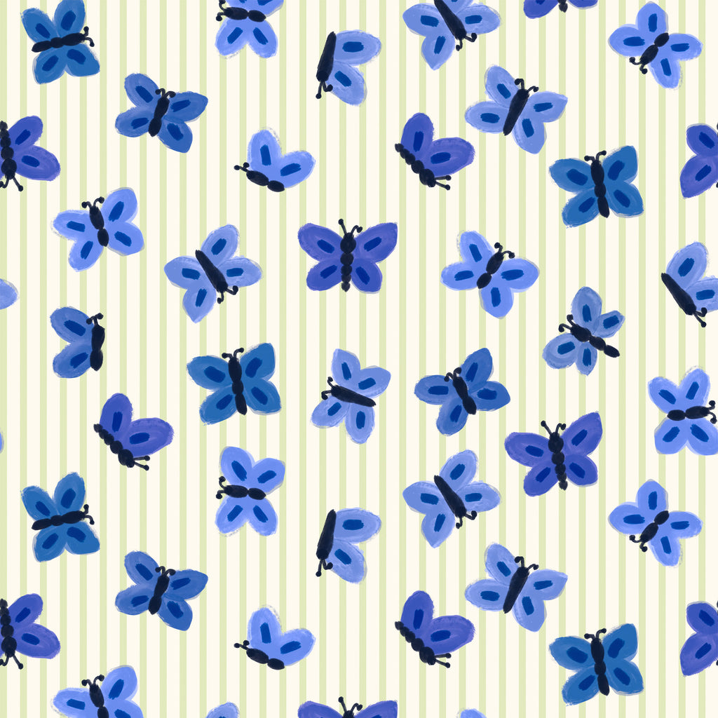 {New Arrival} Lewis & Irene Fabrics Wee Blue Bell Patchwork Collection Little Butterflies- Sky