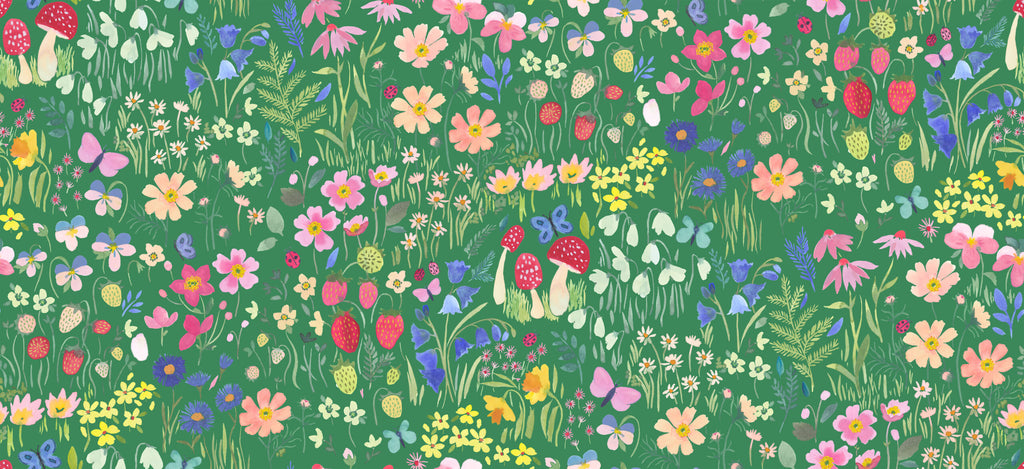 {Pre-Order April} Lewis & Irene Fabric Chalki Wee Bluebell Secret Garden- Secret Garden Grass