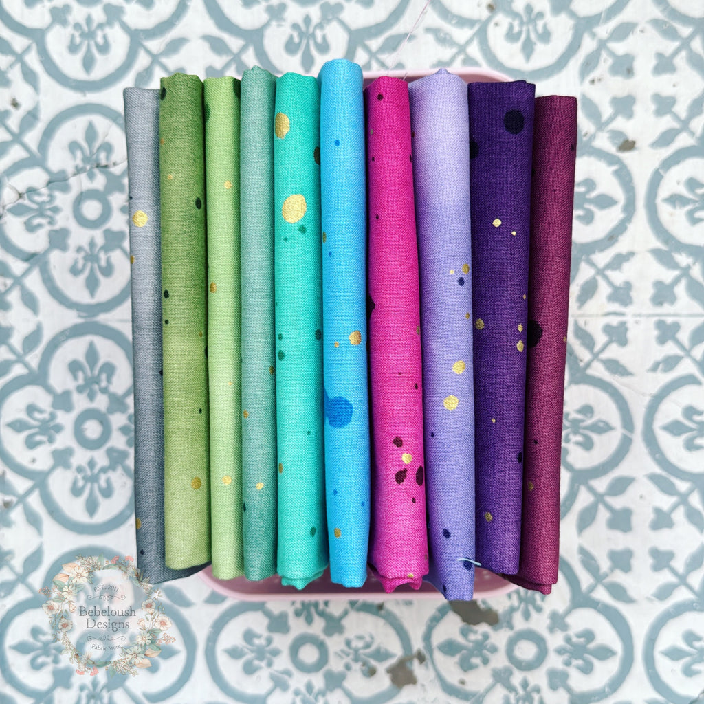 {New Arrival} Moda V & Co Ombre Galaxy Metallic Fat Quarter Bundle x 10 Fat Quarters Multi S3