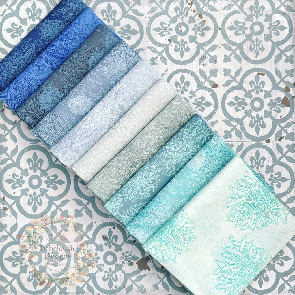 {New Arrival} Art Gallery Fabrics Curated Bundle Coastal Collection Breeze Fat Quarter Bundle x 10 Floral Elements