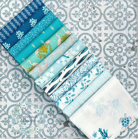 {New Arrival} Art Gallery Fabrics Curated Bundle Coastal Collection Breeze Fat Quarter Bundle x 12 Turtle Bay