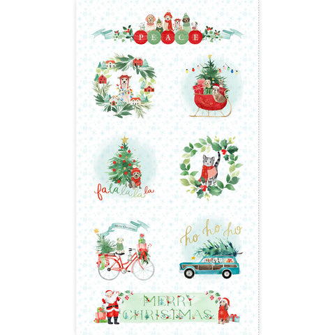 {New Arrival} Clothworks Santa Paws Digital Panel White 60cm