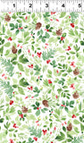 {New Arrival} Clothworks Santa Paws Foliage White