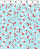 {New Arrival} Clothworks Santa Paws Candy Canes Light Blue