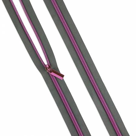 {New Arrival} Sallie Tomato X Tula Pink Zippers By The Yard Grey #5 Nylon Tula Pink Coil Zipper