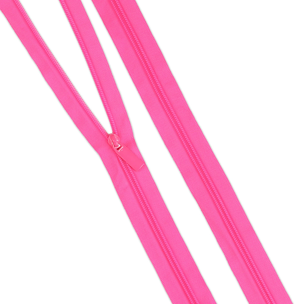 {Pre-Order December} Sallie Tomato X Tula Pink Zippers By The Yard  #5 Nylon Coil Zipper Neon Pink