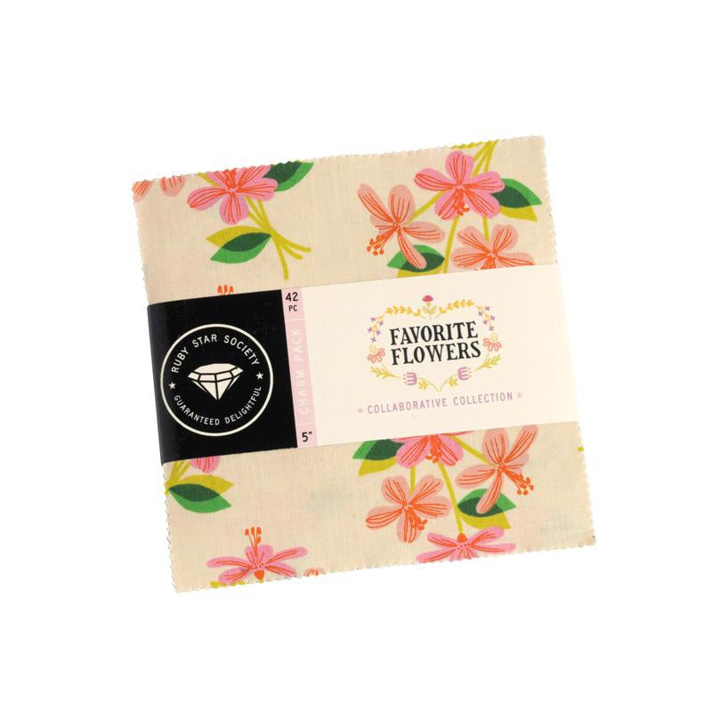 {New Arrival} Moda Ruby Star Society Favourite Flowers Squares 5"