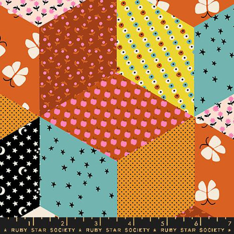 {New Arrival} Moda Ruby Star Society Ooh Lucky Lucky Tumbling Blocks Caramel