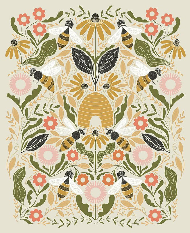 {New Arrival} Moda Gingiber Bee Garden Panel Porcelain Metallic