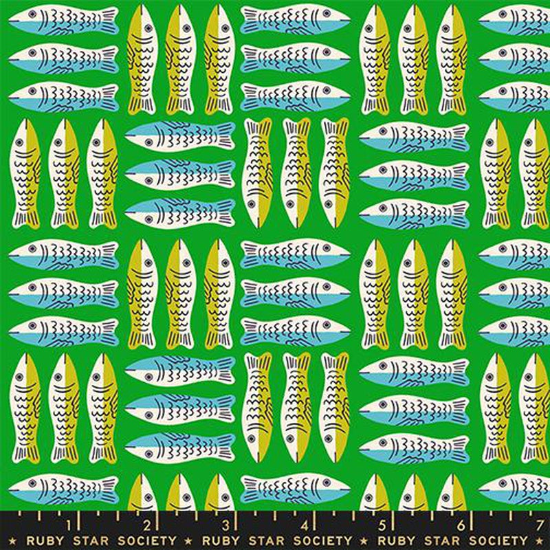 {Pre-Order October} Moda Ruby Star Society 1-800 Calico Sardines Verdant Green