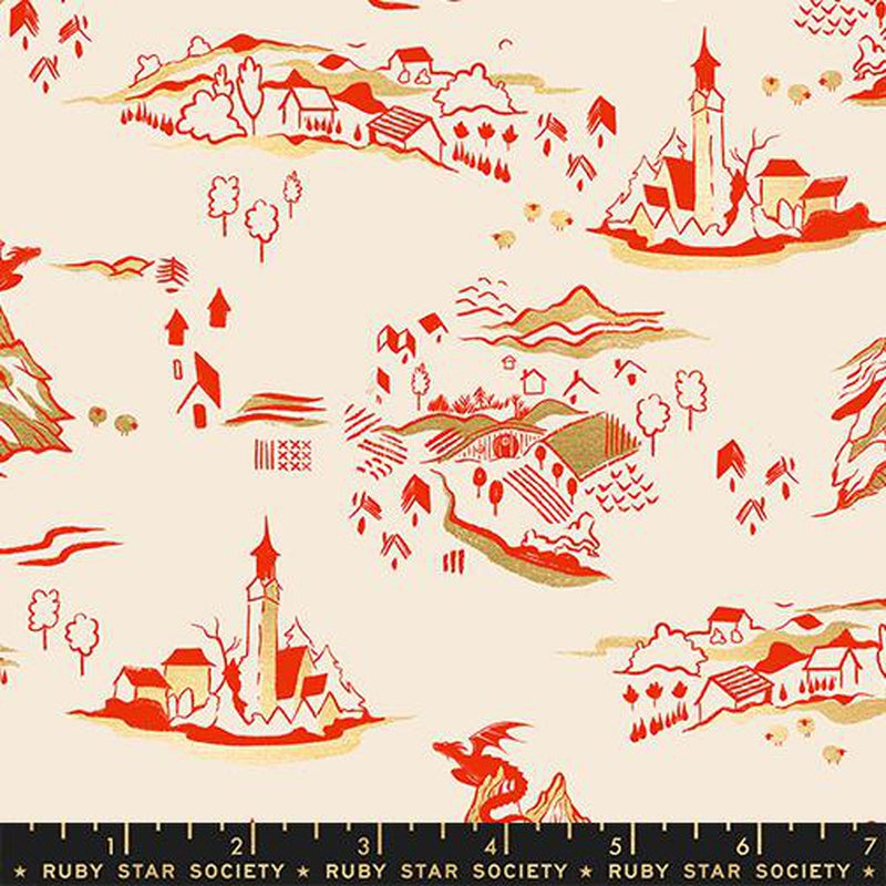 {Pre-Order April/May} Moda Ruby Star Society Fireglow Mountain Town Metallic Dark Ruby