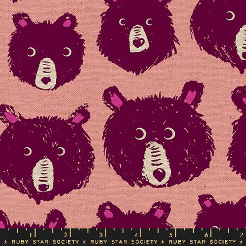{New Arrival} Moda Ruby Star Society Teddy and the Bears CANVAS Bears Peach Fizz