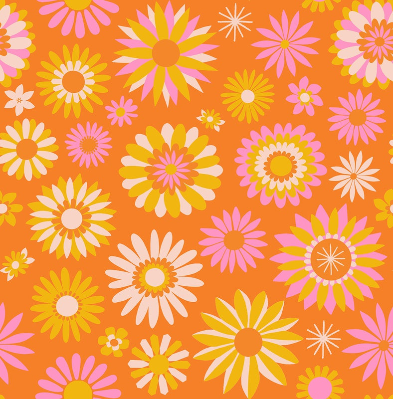 {New Arrival} Moda Ruby Star Society Carousel Kaleidoscope Floral Orange