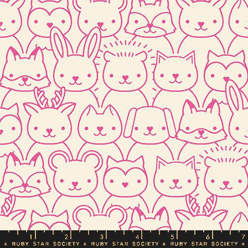 {New Arrival} Moda Ruby Star Society Woodland Park Sup Animals Raspberry