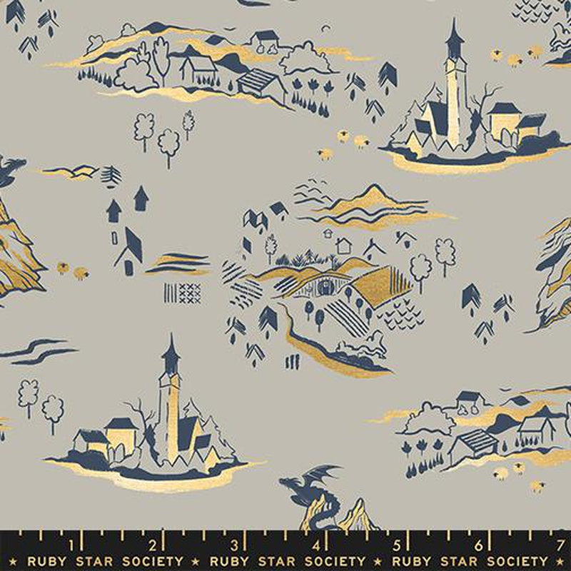{Pre-Order April/May} Moda Ruby Star Society Fireglow Mountain Town Metallic Oyster