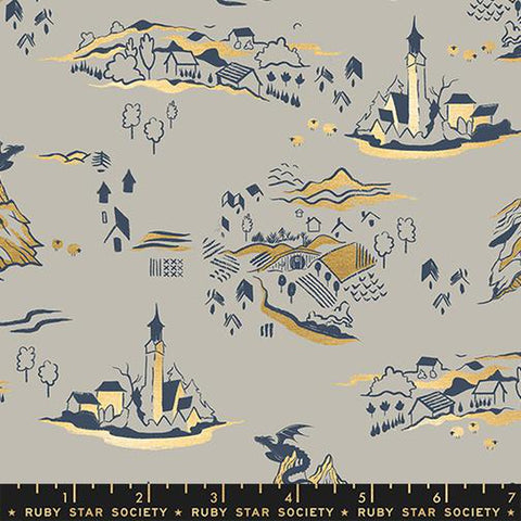 {Pre-Order April/May} Moda Ruby Star Society Fireglow Mountain Town Metallic Oyster
