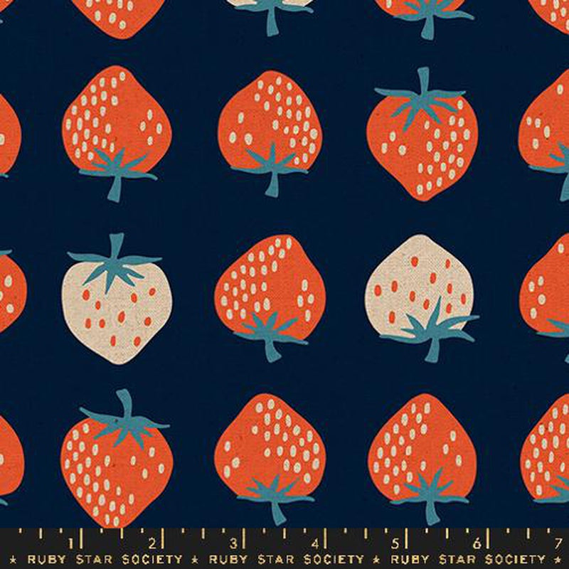 {Pre-Order May/June} Moda Ruby Star Society Strawberry - CANVAS Strawberry Stripe Navy