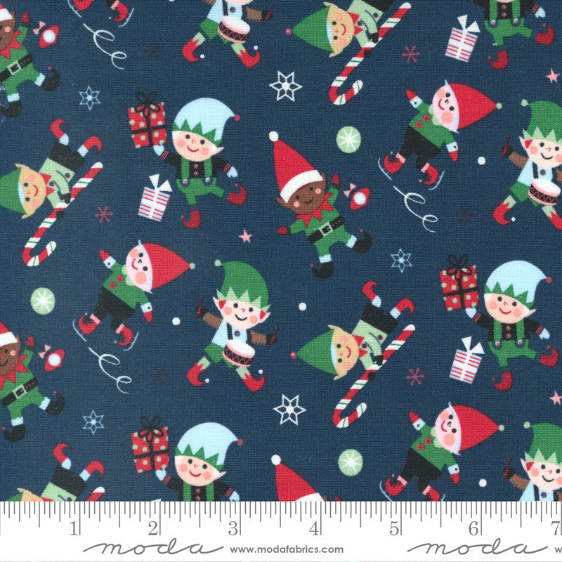 Moda Abi Hall Hello Holidays Novelty Elves Night Sky