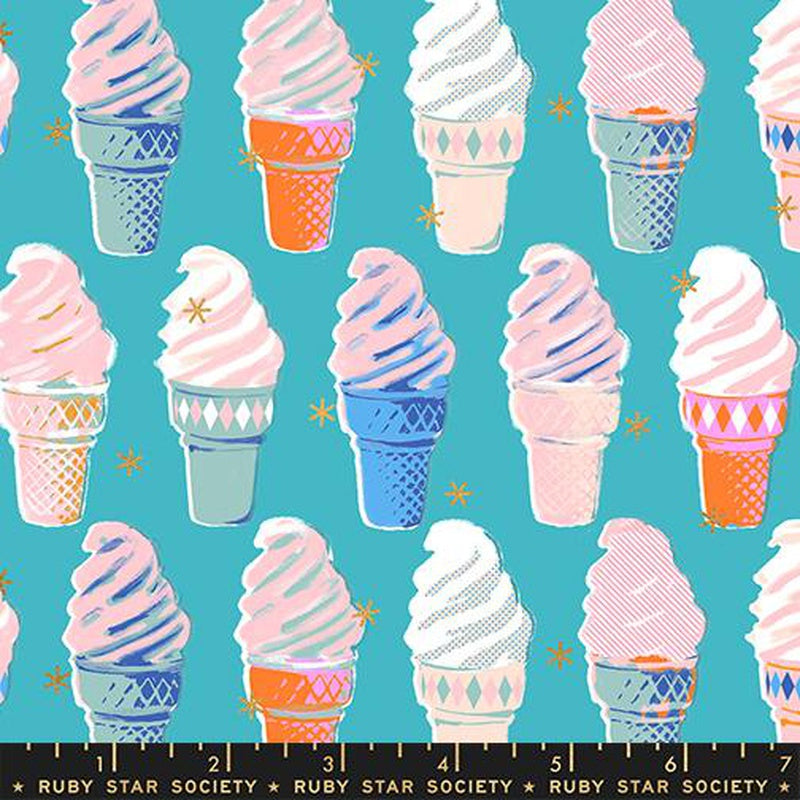 {Pre-Order October} Moda Ruby Star Society Best Day Ever Ice Cream Turquoise Metallic
