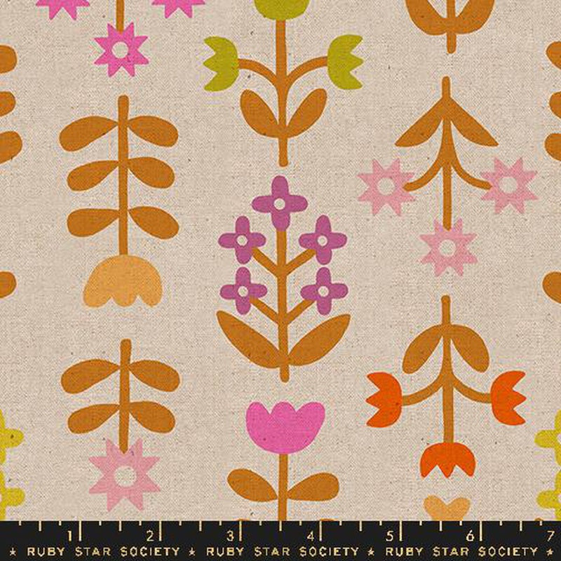{New Arrival} Moda Ruby Star Society Favourite Flowers CANVAS Meadow Floral Natural