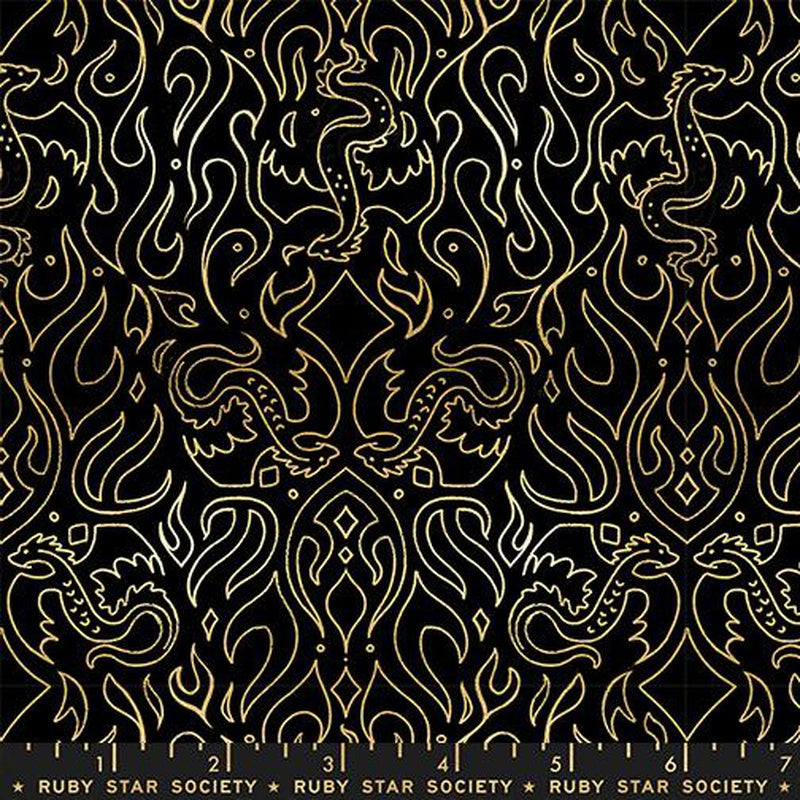 {Pre-Order April/May} Moda Ruby Star Society Fireglow Scribe Metallic Black