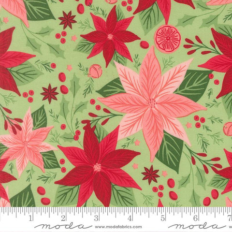 {New Arrival} Moda Fabrics Sweetfire Road Merrily on High Poinsetta Green