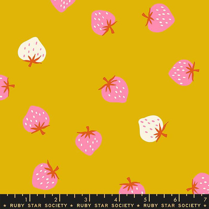 {New Arrival} Moda Ruby Star Society Picture Book Strawberry Toss Goldenrod