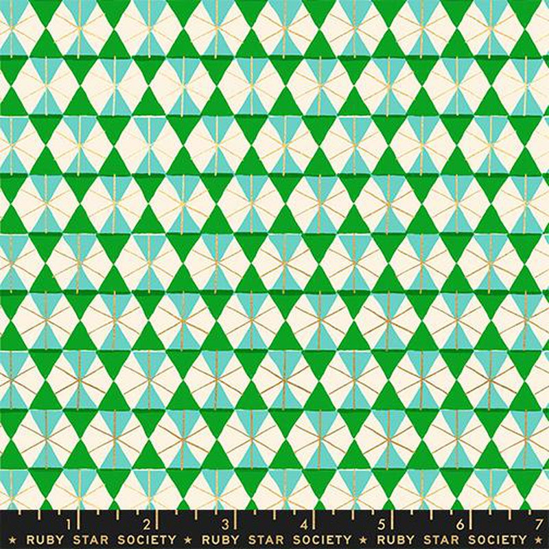 {Pre-Order June} Moda Ruby Star Society Merry Happy Happy Hexie Verdant Metallic Accents
