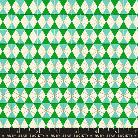 {Pre-Order June} Moda Ruby Star Society Merry Happy Happy Hexie Verdant Metallic Accents