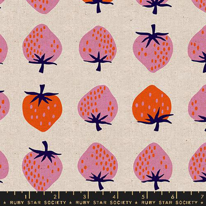 {Pre-Order May/June} Moda Ruby Star Society Strawberry - CANVAS Strawberry Stripe Natural