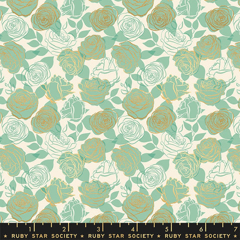 Moda Ruby Star Society Curio Roses Moss Metallic FAT QUARTER