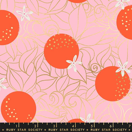 Moda Ruby Star Society Florida Orange Blossoms Posy Metallic FAT QUARTER