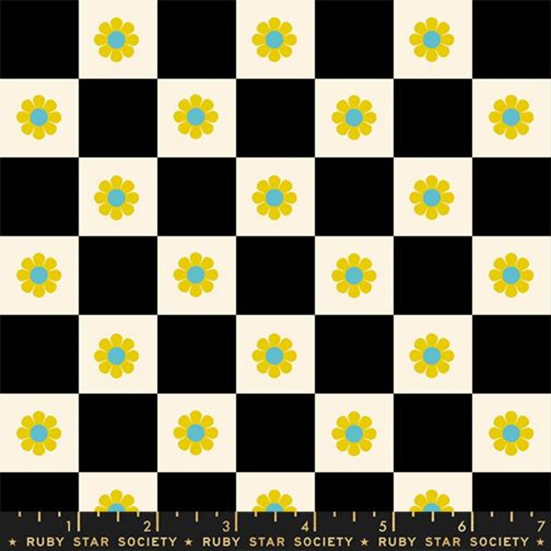 {Pre-Order April} Ruby Star Society Daisy Days - Flowers Check Black