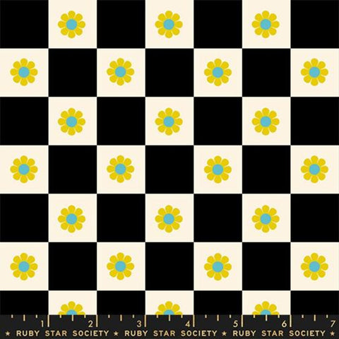 {Pre-Order April} Ruby Star Society Daisy Days - Flowers Check Black