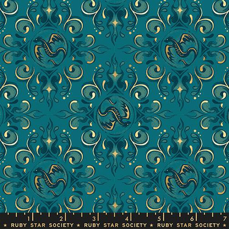 {Pre-Order April/May} Moda Ruby Star Society Fireglow Emblem Metallic Watercress