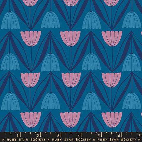 {New Arrival} Moda Ruby Star Society Endpaper Tulips Blue Raspberry