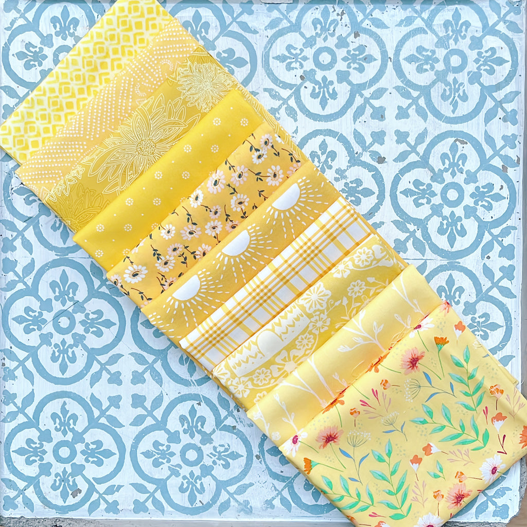 {New Arrival} Art Gallery Fabrics Curated Bundle Colour Series Fat Quarter Bundle x 10 Pieces Sunshine