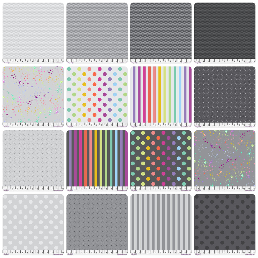 {Pre-Order October} FreeSpirit Tula Pink Graywork True Colours Fat Quarter 16pcs Full bundle