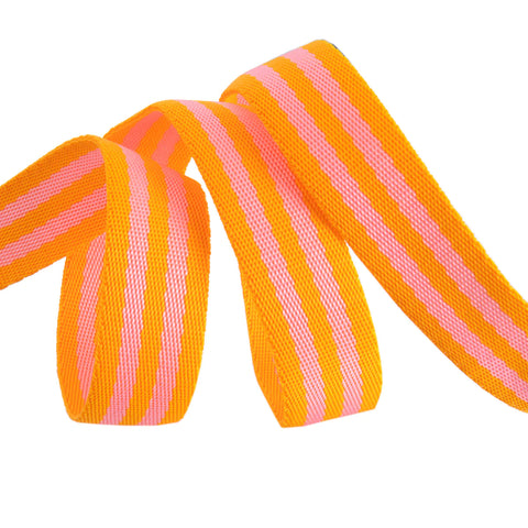 {New Arrival} Tula Pink Renaissance Ribbons Webbing 1" Pink/Orange