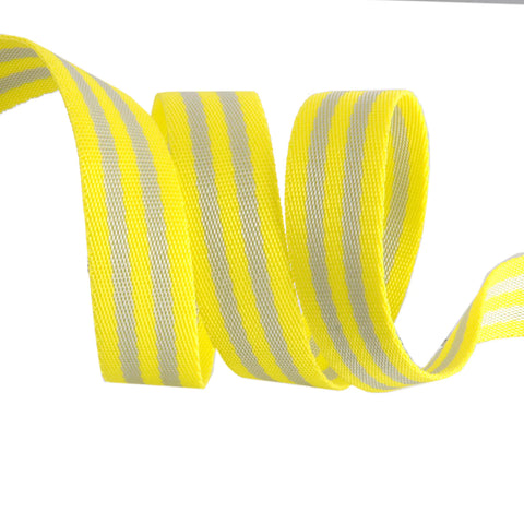 {New Arrival} Tula Pink Renaissance Ribbons Webbing 1" Grey/Neon Yellow