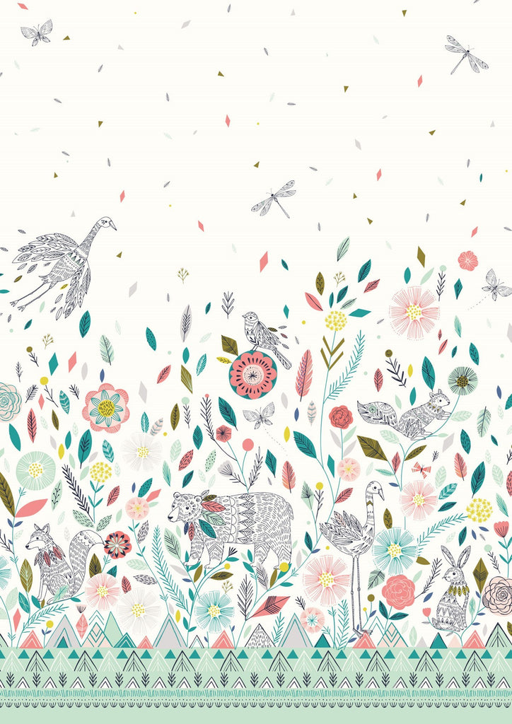 Dashwood Studios Boho Meadow Border Print White