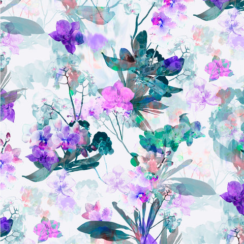 P &  B Textiles Belle Fleur Purple Large Floral Digitally Printed