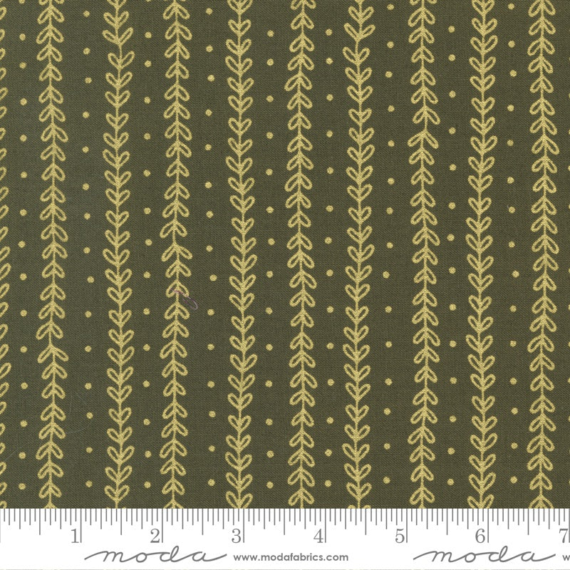 Moda Gingiber Meadowmere Petal Stripes Forest Metallic