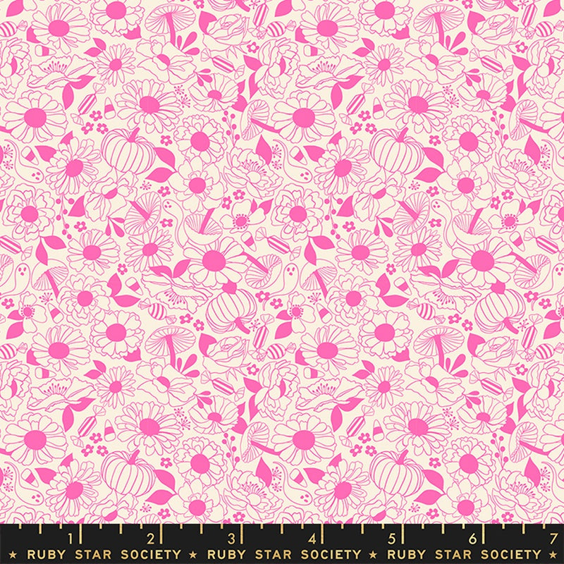 {New Arrival} Moda Ruby Star Society Tiny Frights Floral Pumpkin Neon Pink