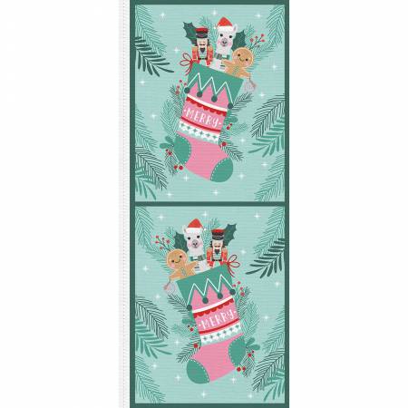 Paintbrush Studio Christmas Nostalgia Stocking Panel Teal