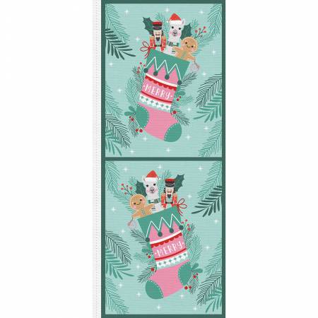 {New Arrival} Paintbrush Studio Christmas Nostalgia Stocking Panel Teal