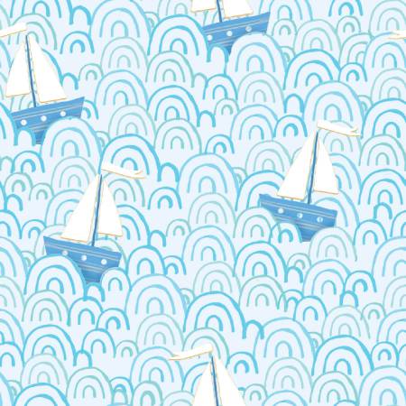 {New Arrival} 3 Wishes Itty Bitty's FLANNEL Blue Tossed Sailboats